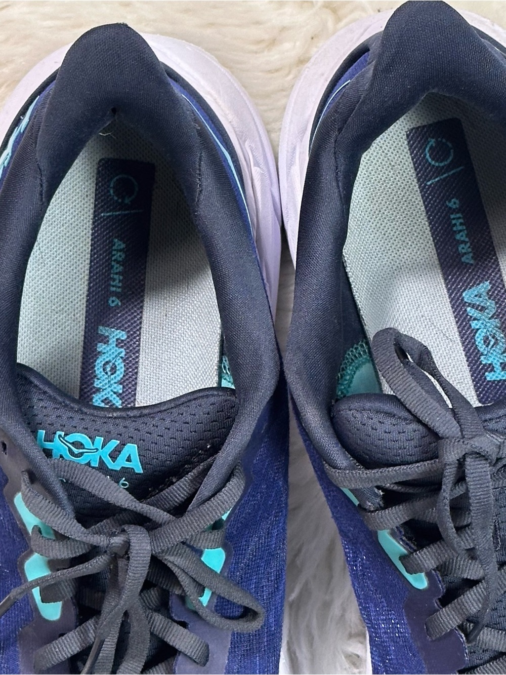 Hoka ARAHI 6 Men's Navy and Teal Performance Running Shoes - Picture 8 of 10